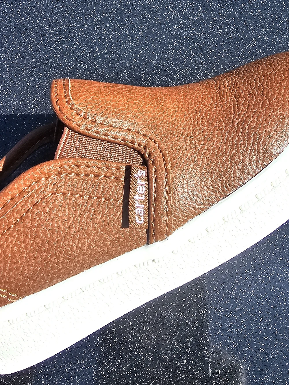 Carter's Tan Slip-On Kids Dress Shoes with White Sole